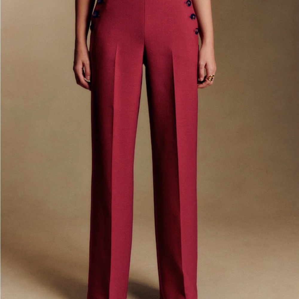 Sezane Wide-Leg Pants in Deep Rose